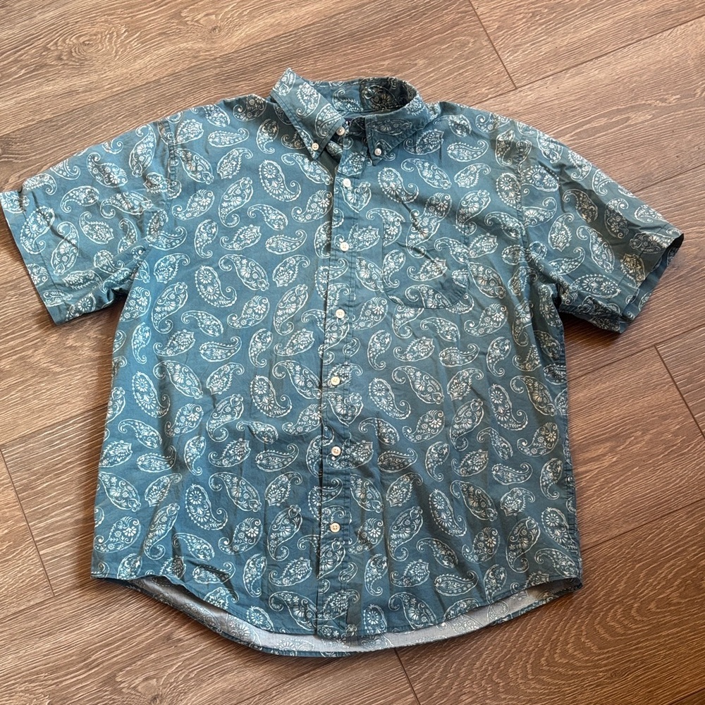 Men's Blue Paisley Short Sleeve Shirt